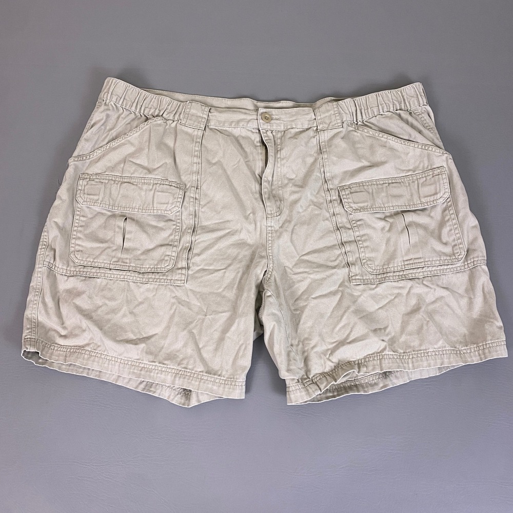 Croft & Barrow Cargo Shorts‎ Men's Size 52 Tan Khaki Relaxed Fit Elastic Waist *
